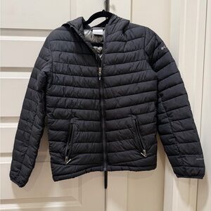 Columbia Black Hooded Puffer Jacket - Youth L